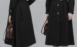 黑色长风衣女装搭配图片