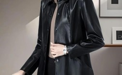 女装皮衣中长款搭配图片