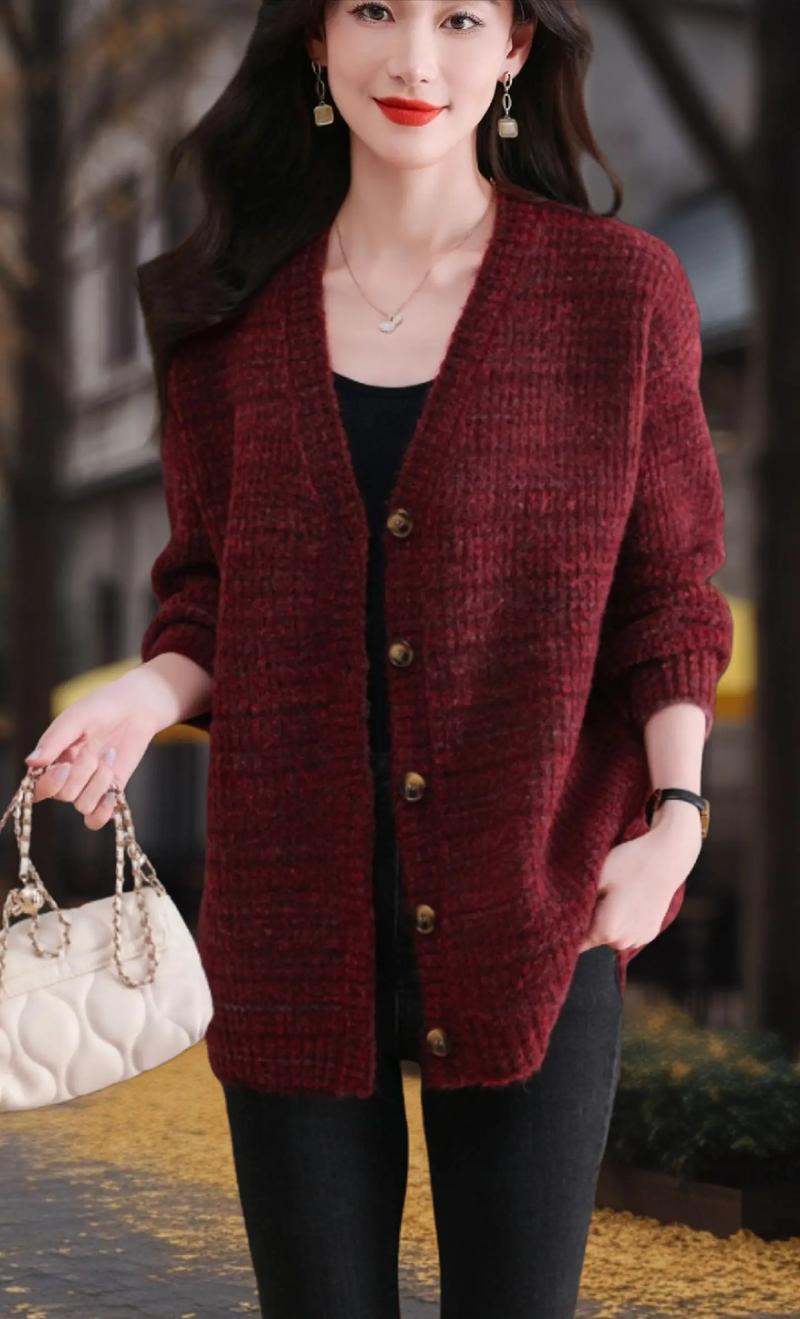 中长款毛衣外套女图，显瘦百搭怎么选？-图2