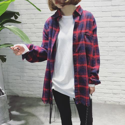 以纯格子女装衬衫图片有哪些款式？-图2