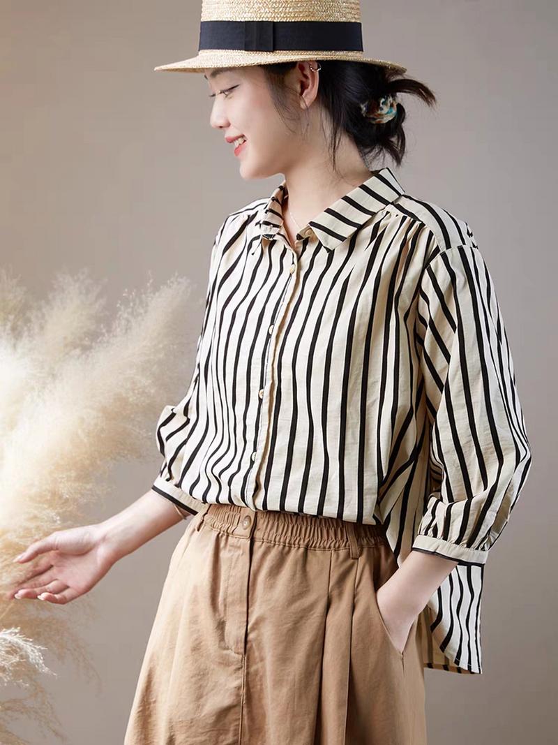 竖条衬衫女装怎么搭才显瘦时髦?-图2 竖条衬衫女装怎么搭才显瘦时髦?-图2