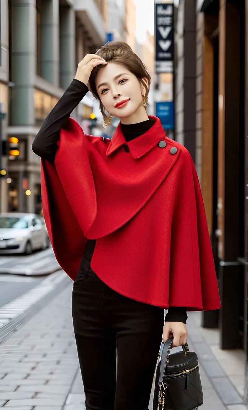 这款女装毛昵斗篷外套适合什么场合穿？-图1