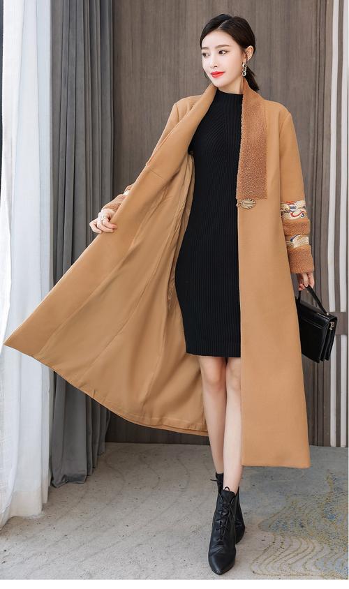 修身风衣大码毛呢女装-图1