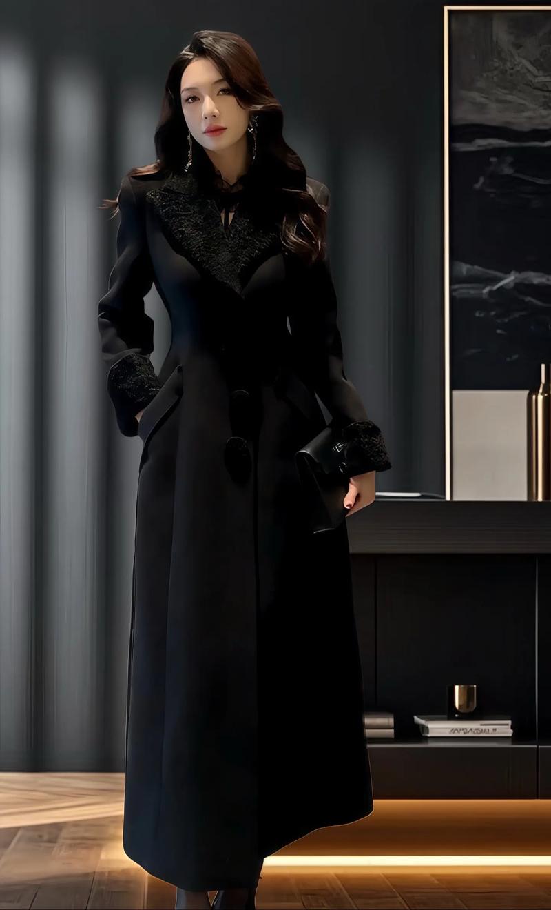 毛呢中款外套毛领女装-图1