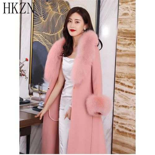 毛呢中款外套毛领女装-图2