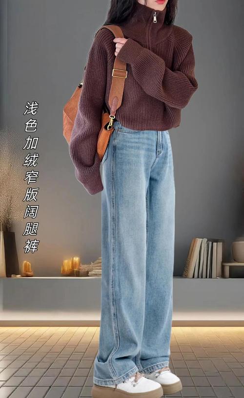这款女装阔腿牛仔长裤，冬季保暖显瘦怎么选？-图1