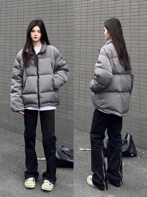 灰色长款棉袄女装，显瘦百搭吗？-图1