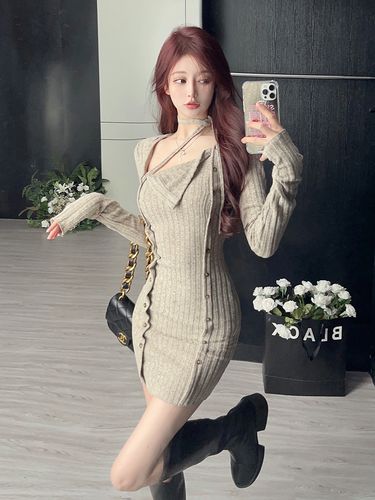 夜店针织短裙长袖保暖与时髦怎么平衡？-图1