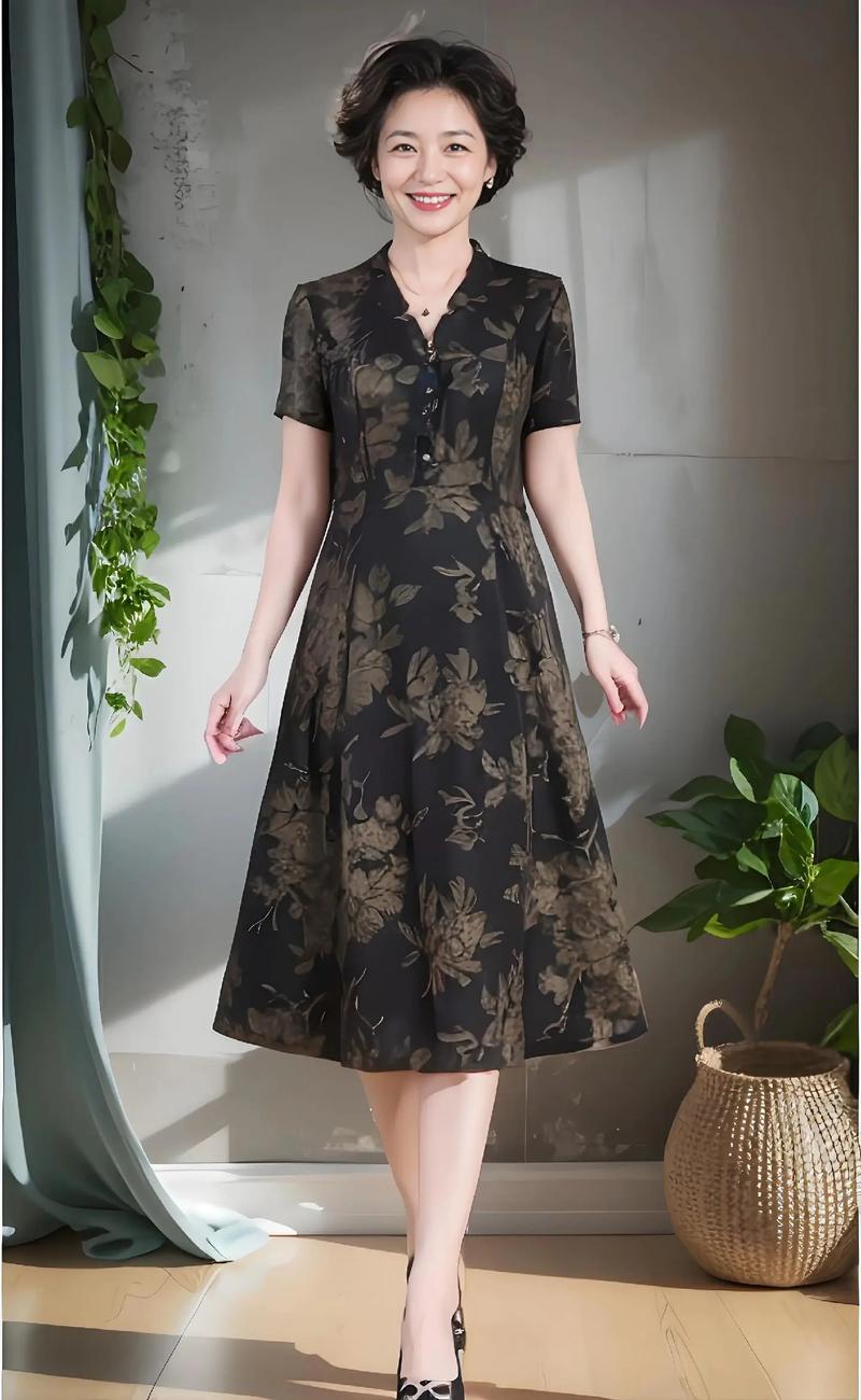 中年中长袖连衣裙，如何选显瘦又时髦？-图2