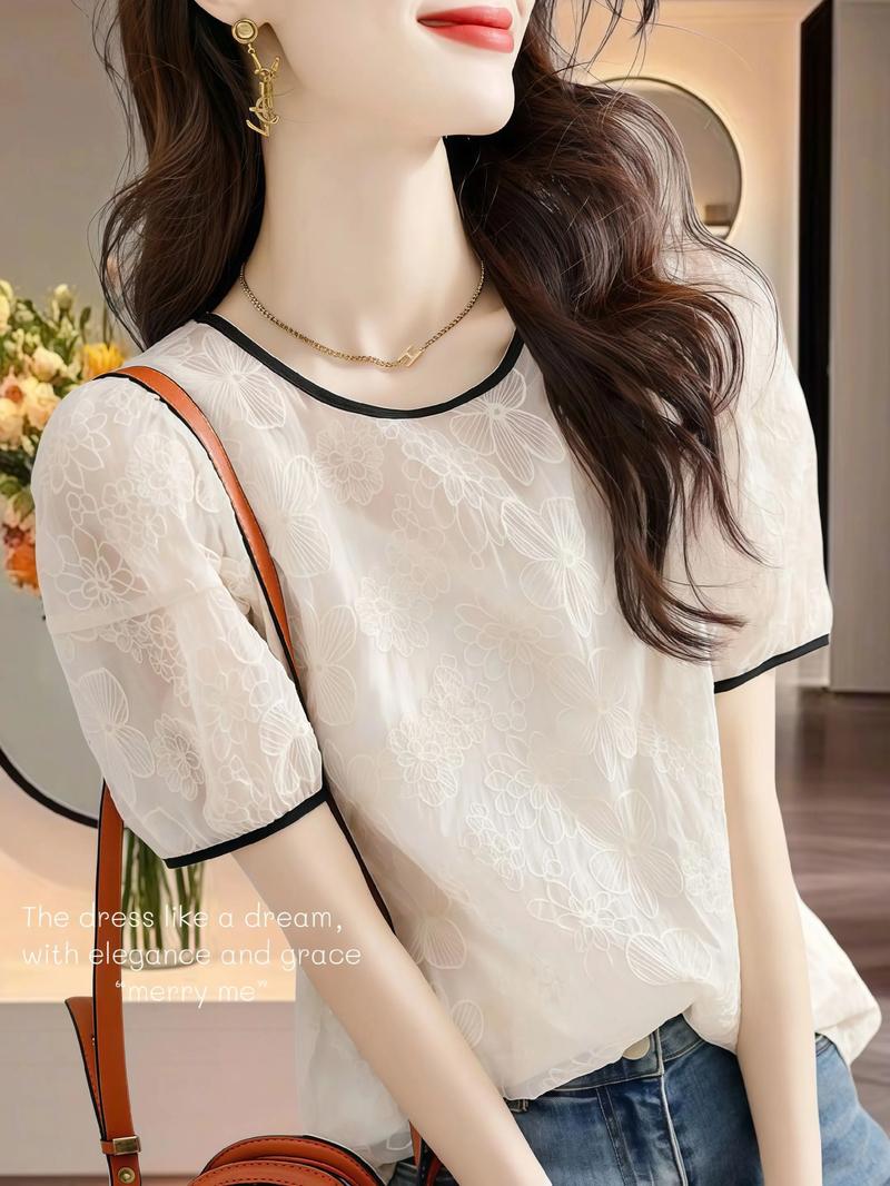 夏季蕾丝雪纺上衣，透气清凉怎么选？-图2