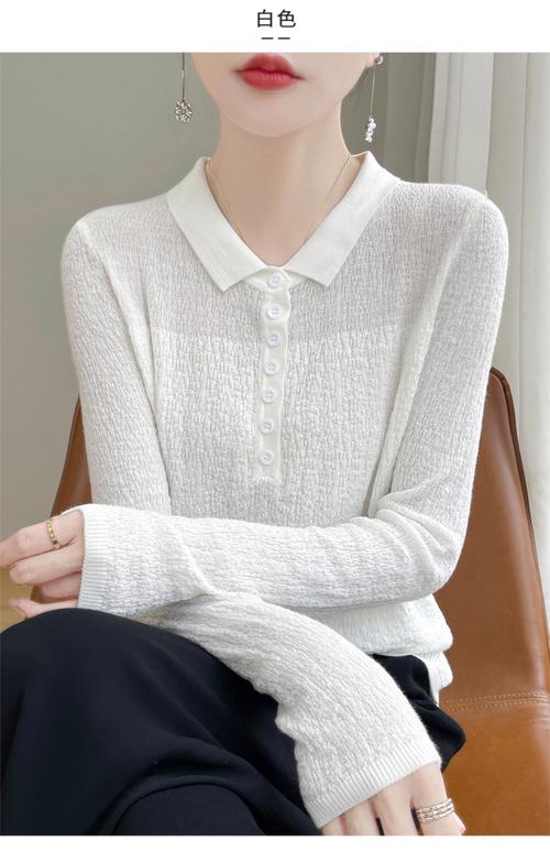 白色长袖女装T恤图片有哪些款式？-图2