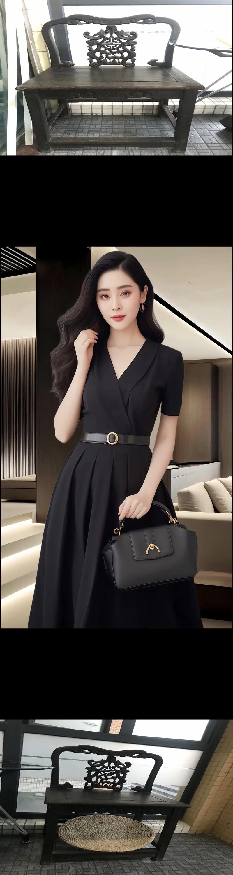 新款黑色长连衣裙，显瘦百搭吗？-图1