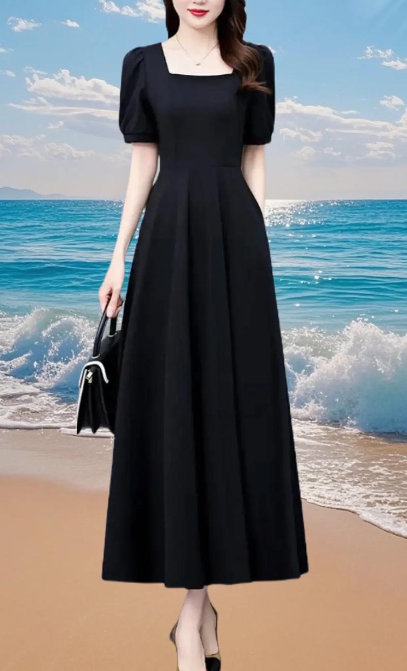 新款黑色长连衣裙，显瘦百搭吗？-图3