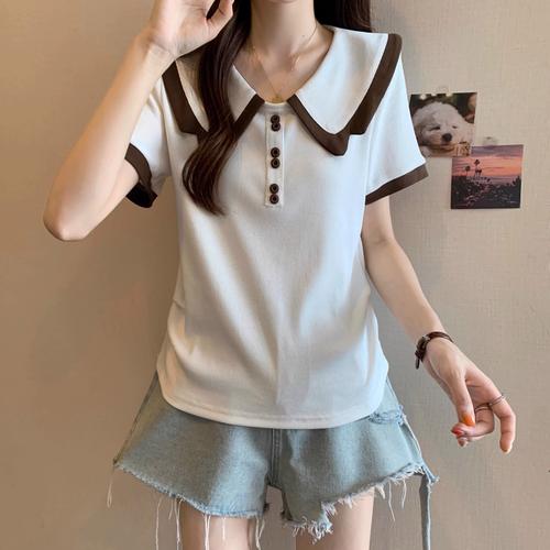 韩板女装宽松短袖上衣，版型显瘦吗？-图1