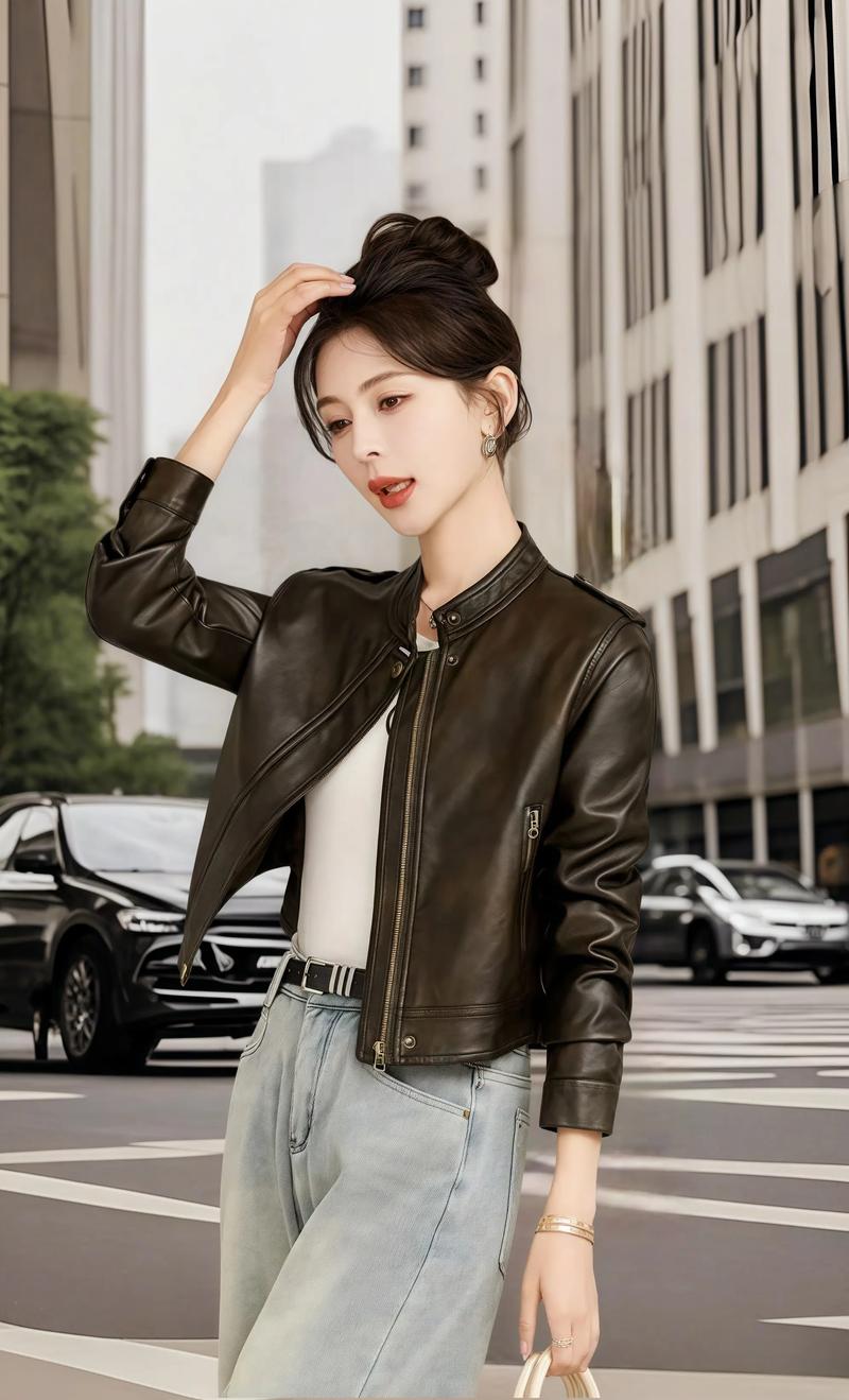 短款皮衣外套怎么搭才显瘦时髦?-图2 短款皮衣外套怎么搭才显瘦时髦?-图2