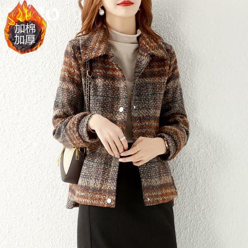 毛呢格子外套短款，显高显瘦吗？-图1