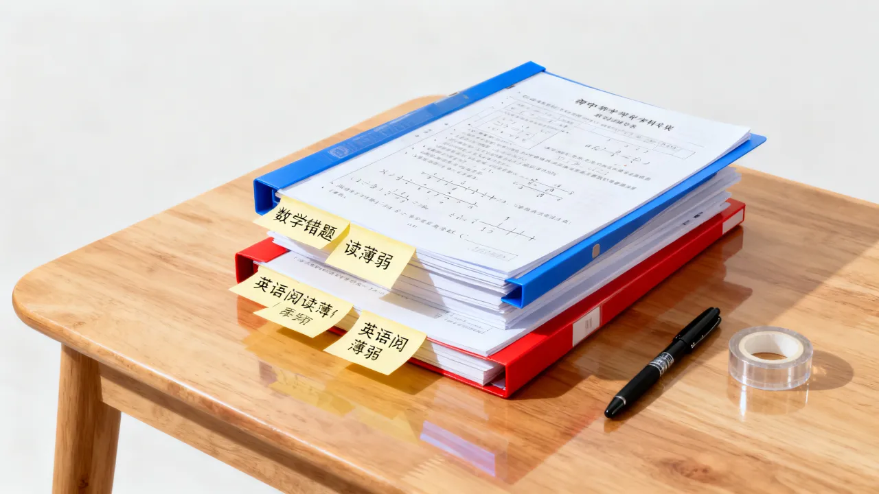 初中各科试卷整理方式，方便后期集中复盘薄弱点