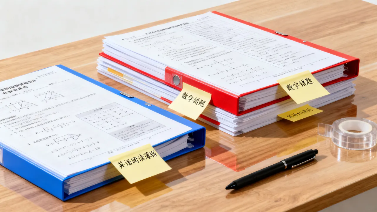 初中各科试卷整理方式，方便后期集中复盘薄弱点