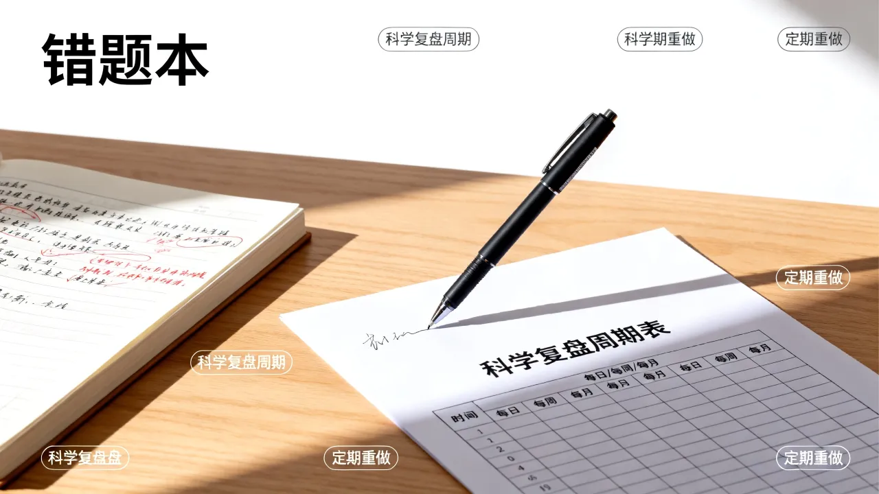 初中错题科学复盘周期，定期重做避免重复犯错