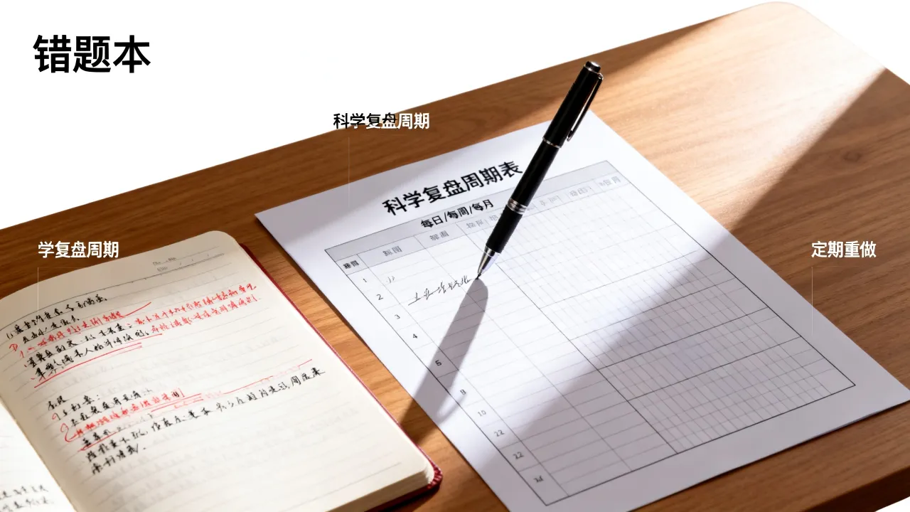 初中错题科学复盘周期，定期重做避免重复犯错
